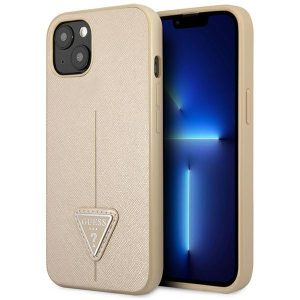 Guess iPhone 13 mini 5,4 "beige / beige hardcase SaffianoTriangle Logo