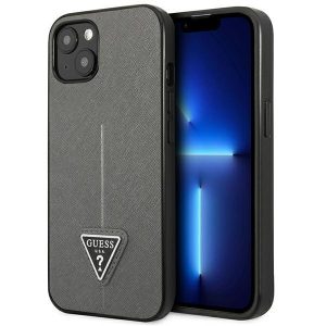 Guess iPhone 13 mini 5,4 "silver / silver hardcase SaffianoTriangle Logo