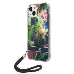 Guess iPhone 14 6.1 "blue / blue hardcase Flower Strap