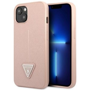 Guess iPhone 14 6.1 "pink / pink hardcase SaffianoTriangle Logo