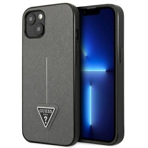 Guess iPhone 14 6.1 "silver / silver hardcase SaffianoTriangle Logo