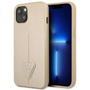 Guess iPhone 14 6,1 "beige / beige hardcase SaffianoTriangle Logo