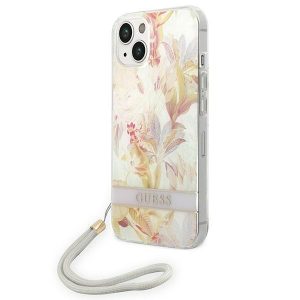 Guess iPhone 14 Plus 6.7 "purple / purple hardcase Flower Strap