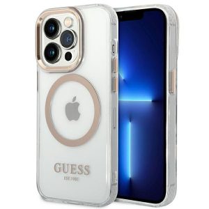 Guess iPhone 14 Pro 6.1 "gold / gold hard case Metal Outline Magsafe