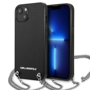 Karl Lagerfeld iPhone 13 mini 5,4 "hardcase black / black Leather Textured and Chain