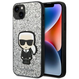 Karl Lagerfeld iPhone 14 6.1 "hardcase silver / silver Glitter Flakes Ikonik