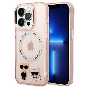 Karl Lagerfeld iPhone 14 Pro 6.1" hardcase pink/pink Karl & Choupette Aluminum Magsafe