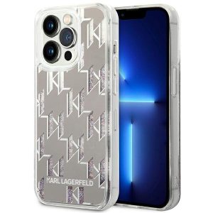 Karl Lagerfeld iPhone 14 Pro 6.1 "hardcase silver / silver Liquid Glitter Monogram