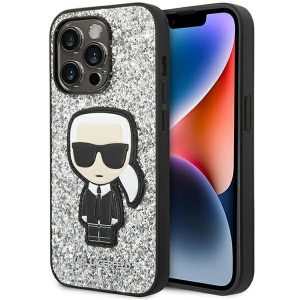 Karl Lagerfeld iPhone 14 Pro Max 6.7 "hardcase silver / silver Glitter Flakes Ikonik