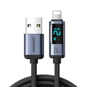 Lightning cable – USB A 2.4A 1.2m with LED display Joyroom S-AL012A16 – black