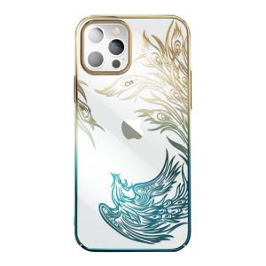 Luxury iPhone 14 Plus Case with Kingxbar Phoenix Crystals – Gold and Blue