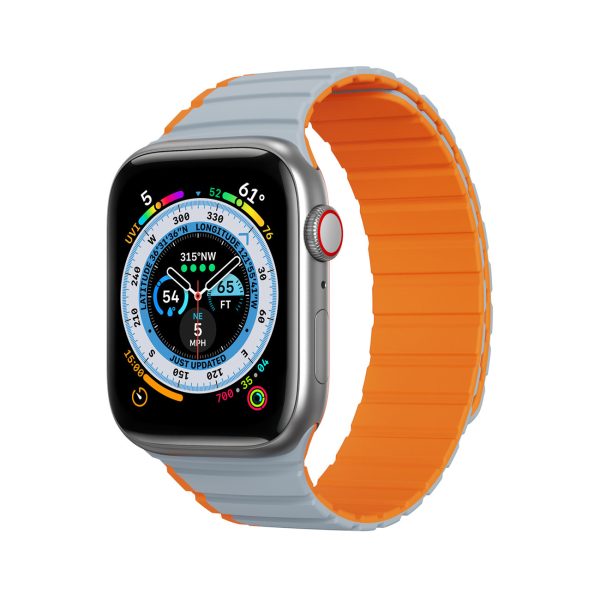 Magnetic Strap for Apple Watch SE, 8, 7, 6, 5, 4, 3, 2, 1  – Gray Orange