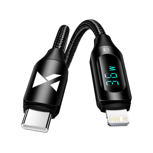 WUCLC2 Lightning - USB-C 36W 480Mb/s cable 2m with display - black