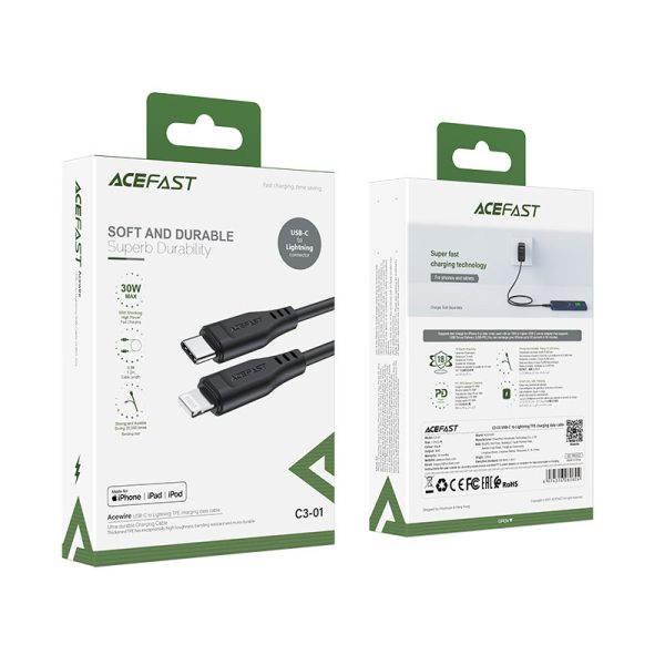 Acefast cable MFI USB Type C - Lightning 1.2m, 30W, 3A black