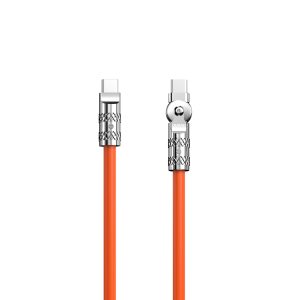 Angled cable USB – USB C 120W 1m rotation 180° Dudao – orange