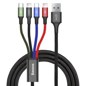 Baseus cable USB 4in1 2x Lightning / USB Type C / micro USB cable in nylon braid 3.5A 1.2m black