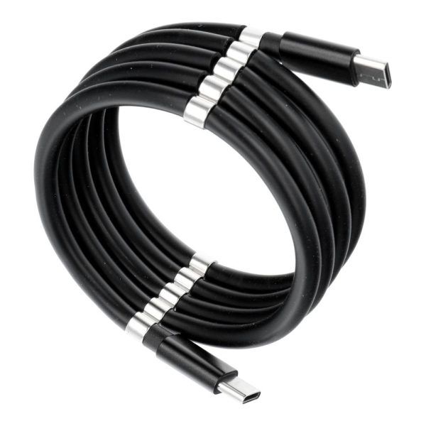 Cable Type C – Type C magnetic Power Delivery PD60W 3A C676 black 1 meter