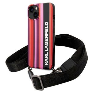 Karl Lagerfeld iPhone 14 6.1 "hardcase pink / pink Color Stripes Strap