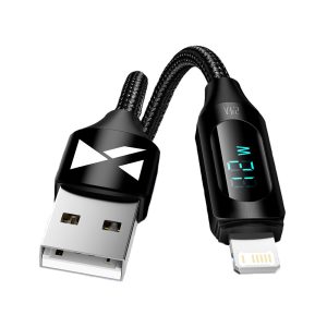 USB-A Cable – Lightning WUALC1 with LED Display 2.4A 1m – Black