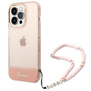 Guess iPhone 14 Pro 6.1" pink/pink hardcase Translucent Pearl Strap