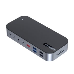 HUB Choetch M52 USB-C – USB-C PD/USB-C/USB-A/HDMI/VGA/DP/SD/TF/RJ45/AUX – gray