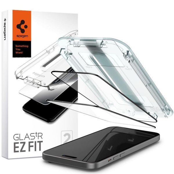 TEMPERED GLASS Spigen GLAS.TR "EZ FIT" FC 2-PACK IPHONE 15 BLACK