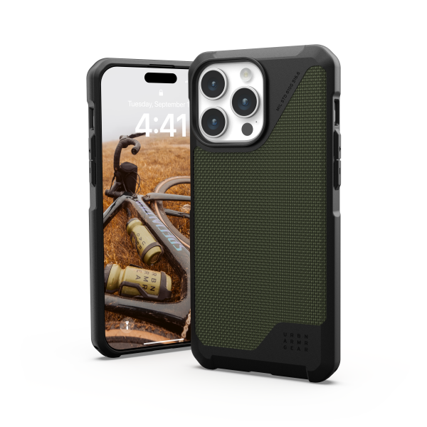 Urban Armor Gear Metropolis LT case compatible with MagSafe for IPHONE 15 PRO MAX kevlar olive