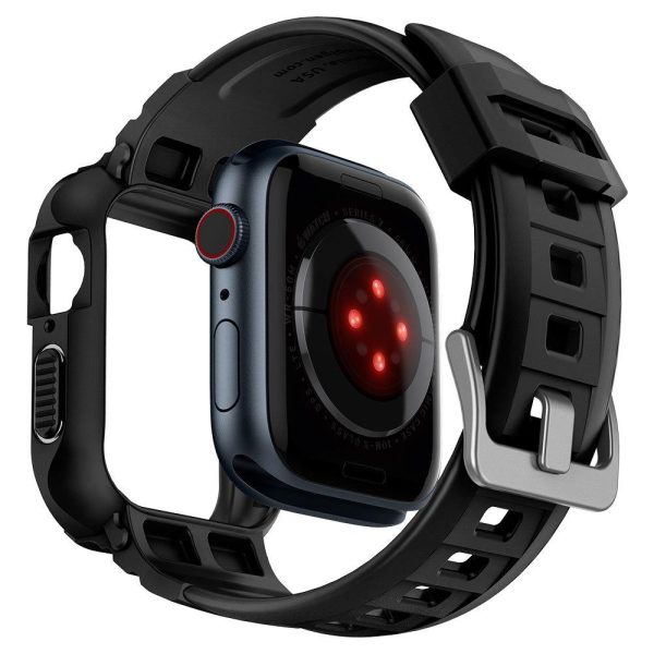 Spigen Rugged Armor Pro Case with Strap for Apple Watch 4 / 5 / 6 / 7 / 8 / SE (44/45 mm) - Black