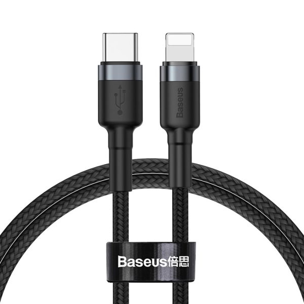 Baseus Cafule Cable durable nylon cable USB Type C PD / Lightning 18W QC3.0 1m black-gray