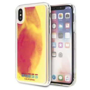 Guess iPhone X/Xs różowy /pink hard case California Glow in the dark