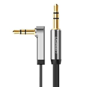 Ugreen flat angled cable AUX audio cable 3.5 mm mini jack 0.5 m black