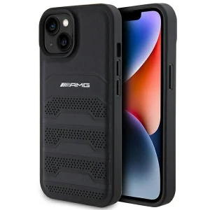 AMG Leather Debossed Lines case for iPhone 15 – black