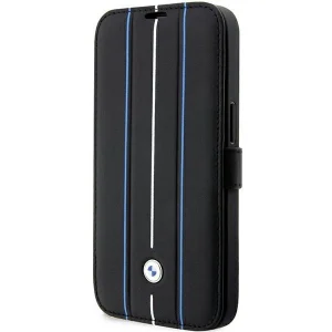 Case iPhone 14 Pro 6.1" black/black bookcase Leather Stamp Blue Lines