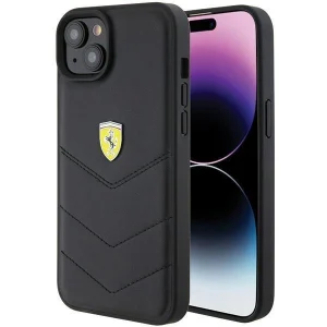 Ferrari iPhone 15 Plus 6.7″ black/black hardcase Quilted Metal Logo