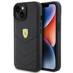 Ferrari Quilted Metal Logo case for iPhone 15 – black