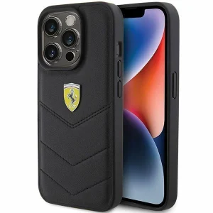 Ferrari Quilted Metal Logo case for iPhone 15 Pro – black