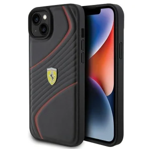 Ferrari Twist Metal Logo case for iPhone 15 Plus – black