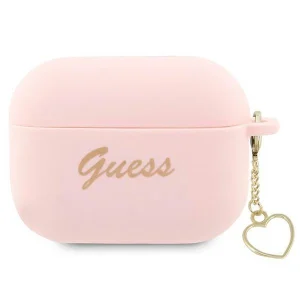 Guess AirPods Pro 2 cover pink/pink Silicone Charm Heart Collection