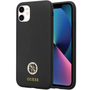 Guess Case for iPhone 11 / Xr – Black Silicone Logo Strass 4G