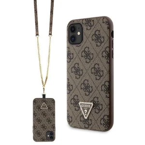 Guess Case for iPhone 11 / Xr – Brown Crossbody 4G Metal Logo