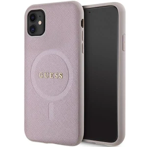 Guess case for iPhone 11 / Xr – pink Saffiano MagSafe