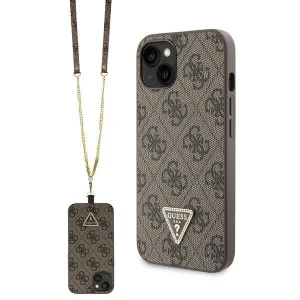 Guess case for iPhone 13 – brown Crossbody 4G Metal Logo