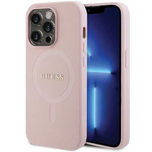 Guess case for iPhone 13 Pro Max – pink Saffiano MagSafe