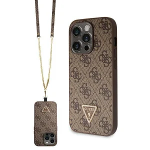 Guess case for iPhone 14 Pro – brown Crossbody 4G Metal Logo