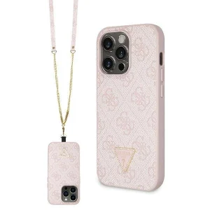 Guess case for iPhone 14 Pro – pink Crossbody 4G Metal Logo