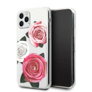 Guess iPhone 11 Pro transparent hardcase Flower Desire Pink & White Rose