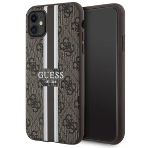 Guess iPhone 11 / Xr brown/brown hardcase 4G Printed Stripes MagSafe