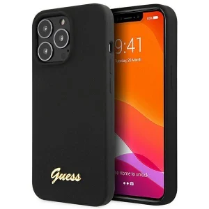 Guess iPhone 13 Pro Max 6.7″ black/black hardcase Silicone Script Gold Logo