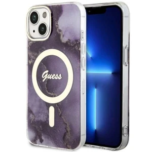 Guess iPhone 14 6.1" purple/purple hardcase Golden Marble MagSafe