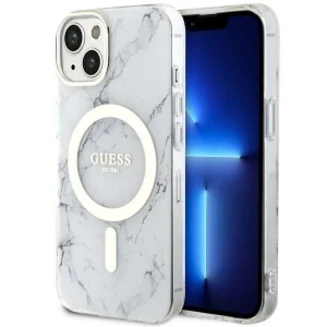 Guess iPhone 14 6.1" white/white hardcase Marble MagSafe